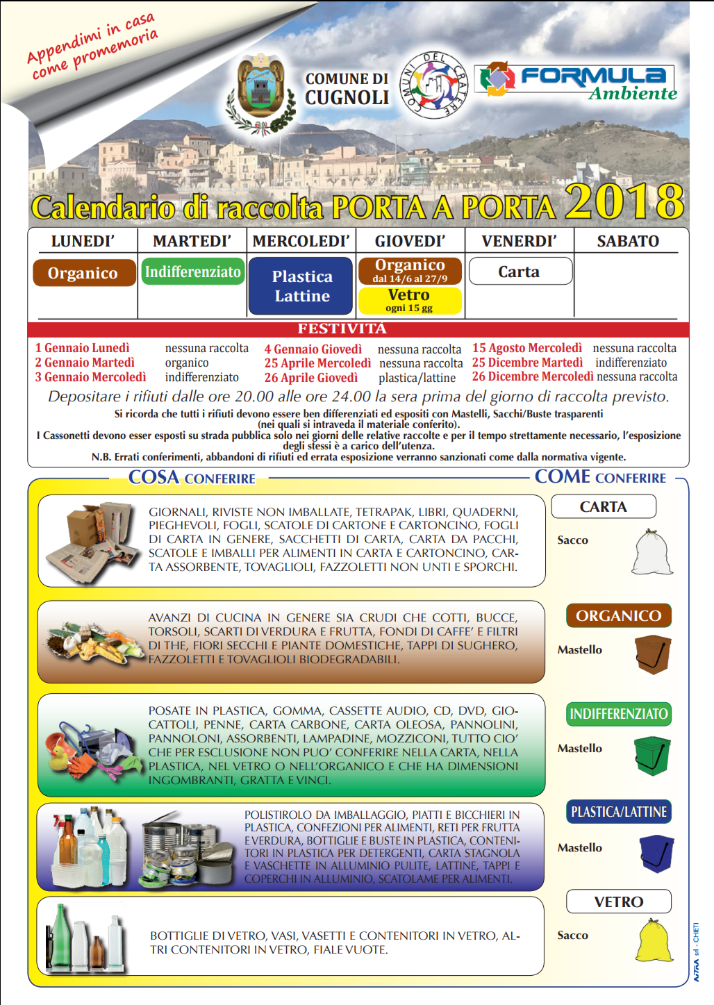 Calendario Raccolta differenziata 2018